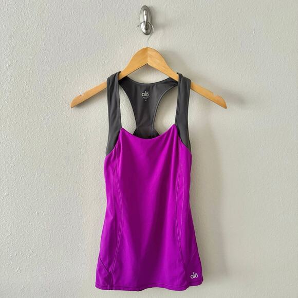 Alo Coolfit Racerback Tank Top Purple Gray Size XS - Picture 1 of 12